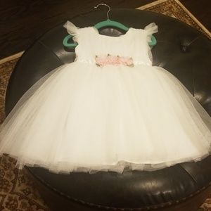 White Toddler Dress With Pink Flowers